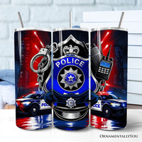 Police Badge and Patrol Car 20oz Personalized Tumbler With Lid and Stainless Steel Straw, Law Enforcement Appreciation Gift Cup