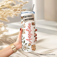 Boho Christian Cross 20oz Personalized Tumbler With Lid and Stainless Steel Straw, Vintage Floral Quotes Gift Cup