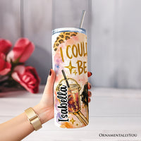 I Could Be Meaner 20oz Personalized Tumbler With Lid and Stainless Steel Straw, Funny Sarcastic Skeleton Girl Gift Cup