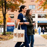 Nurse Coquette Autumn Tote Bag, Cozy Fall Pumpkins for Nurses