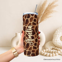 Safari Giraffe Print 20oz Personalized Tumbler With Lid and Stainless Steel Straw, Stylish Wildlife Gift Cup
