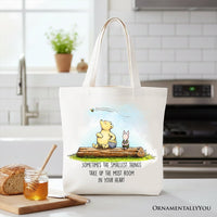 Sentimental Heartwarming Winnie-the-Pooh Quote Tote Bag, 1926 A.A. Milne Small Things Friendly Gift