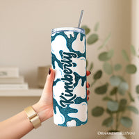 Sparkly Blue Tooth Pattern 20oz Personalized Tumbler With Lid and Stainless Steel Straw, Dental Hygienist Gift Cup