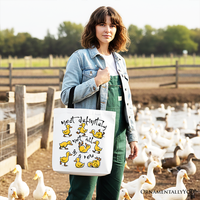 Funny Ducks Not All in a Row Sarcastic Canvas Tote Bag, Mental Health Motivational Gift Shopper