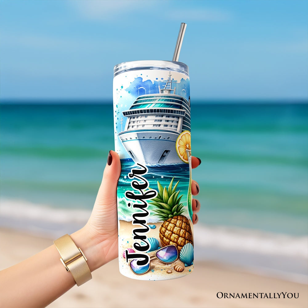 Cruise Trip 20oz Personalized Tumbler With Lid and Stainless Steel Straw, Family Vacation Travel Mug Gift