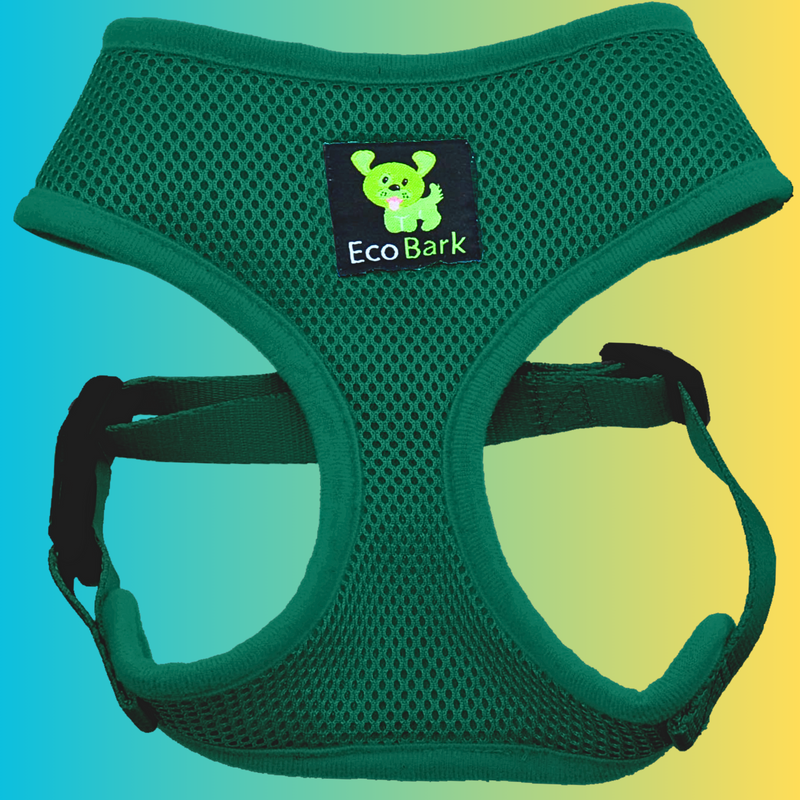 EcoBark Forest Green Dog Harness - Over-the-Head Vest Halter Soft Mesh for Small to Medium Dogs - BIG FRENCHIES