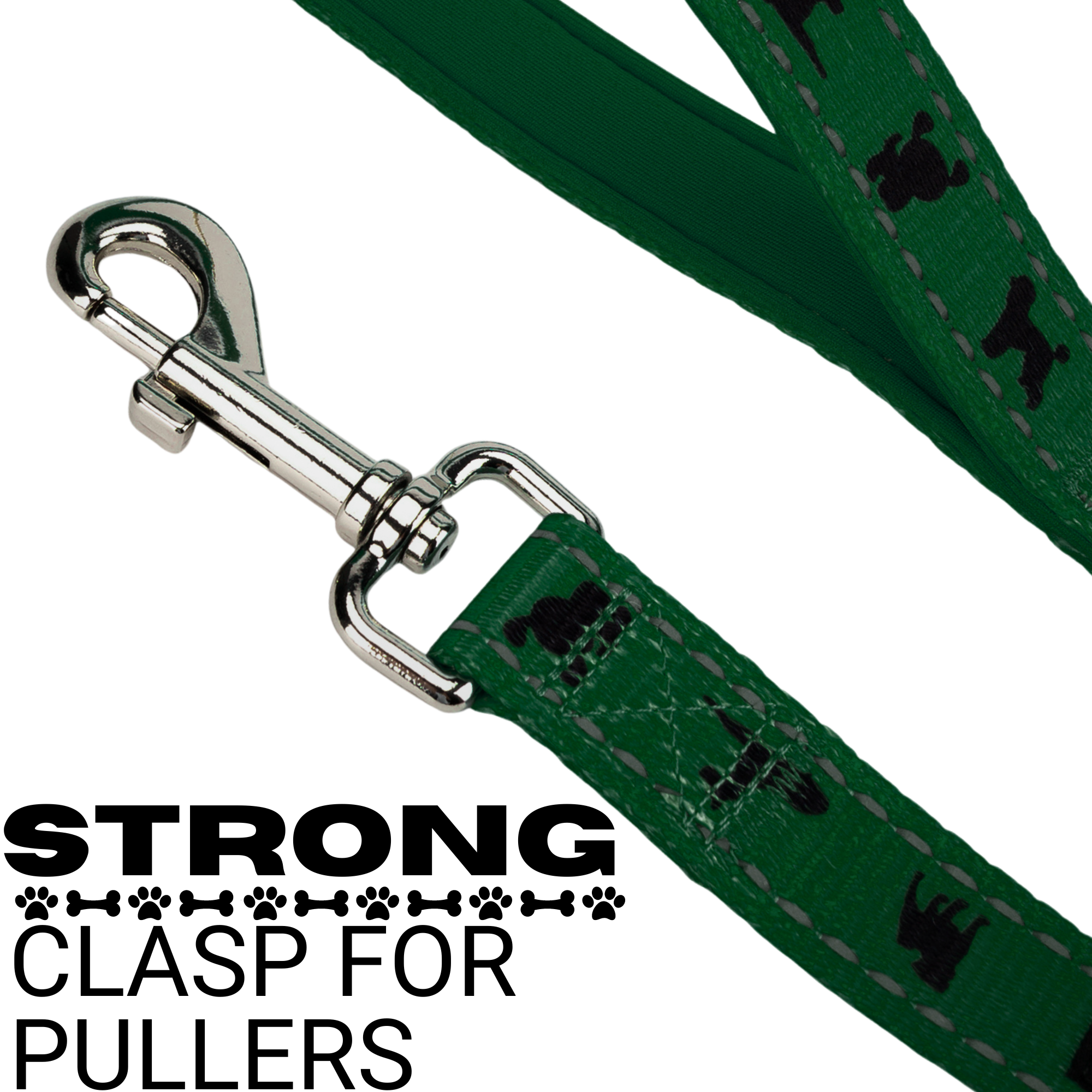 EcoBark Forest Green Dog Leash- Padded Comfort Grip Leash - 4ft, 5ft, and 6ft Leash for Small and Medium Dogs - BIG FRENCHIES