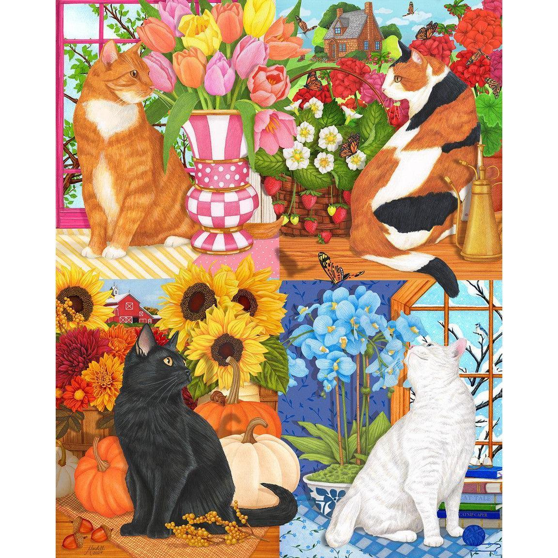Four Seasons of Cats 1000 Piece Jigsaw Puzzle Springbok - BIG FRENCHIES