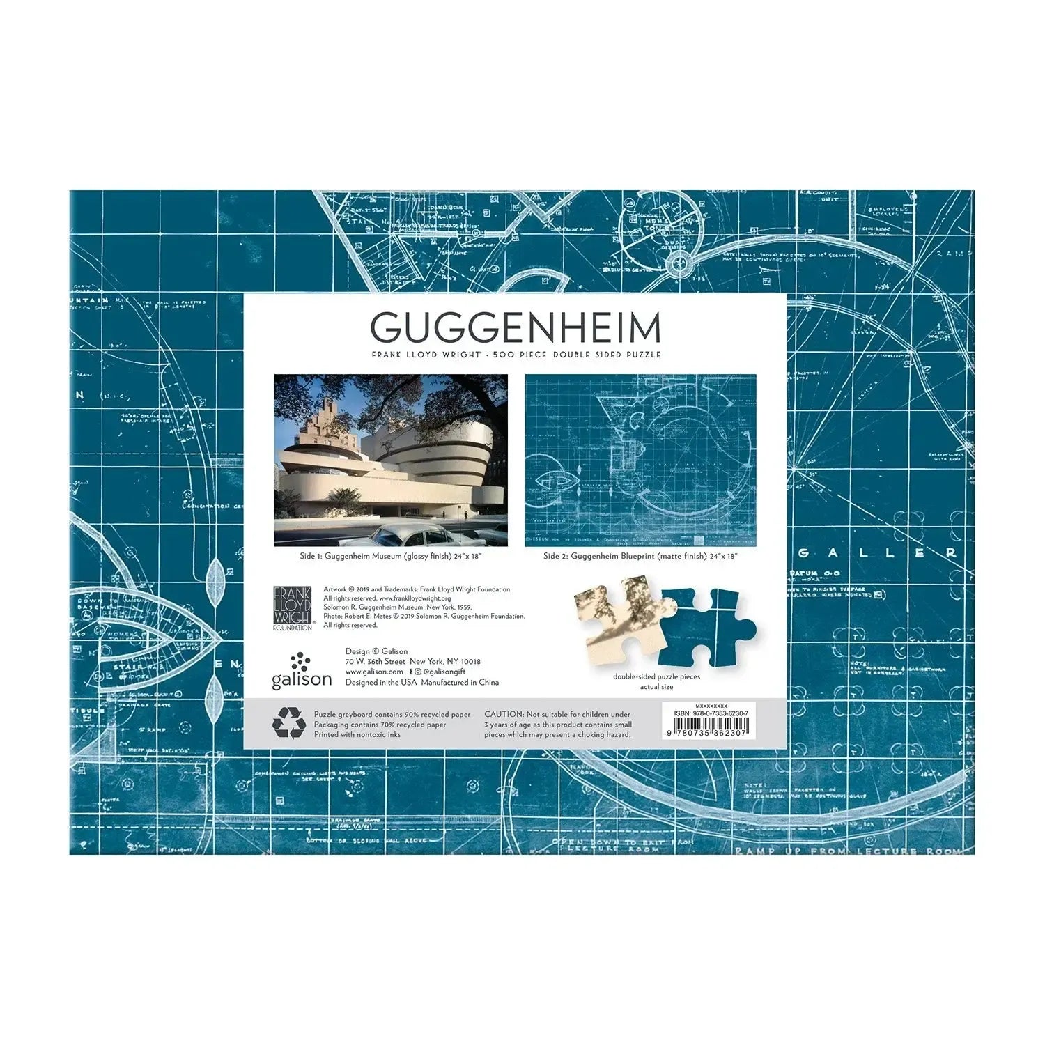 Frank Lloyd Wright Guggenheim Double-Sided 500 Piece Jigsaw Puzzle Galison