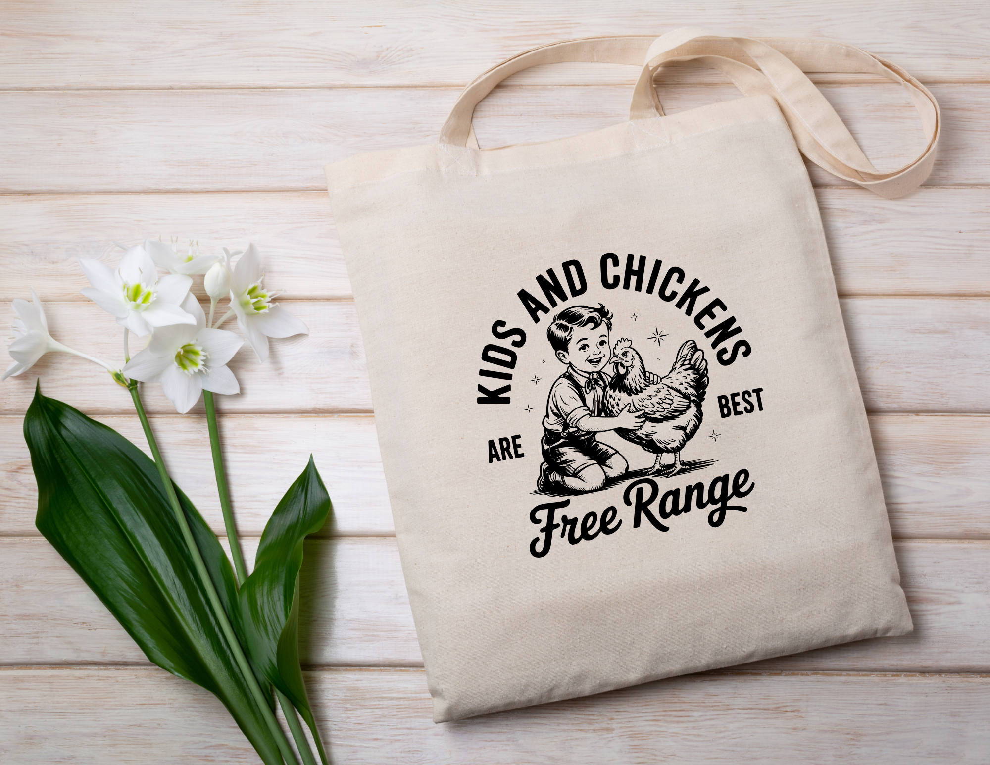 Tote bag: Kids and Chickens