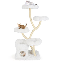 Freestanding Cat Tower with four Flower-shaped Platforms and Sisal Scratching Posts