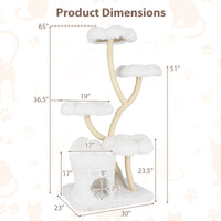 Freestanding Cat Tower with four Flower-shaped Platforms and Sisal Scratching Posts