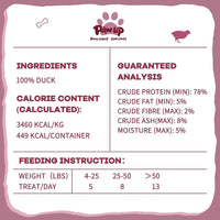 Freeze Dried Duck Dog & Cat Treats High Protein Grain Free Raw Food Topper 4.6oz