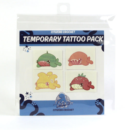 Fruity Whales Summer Temporary Tattoo Pack