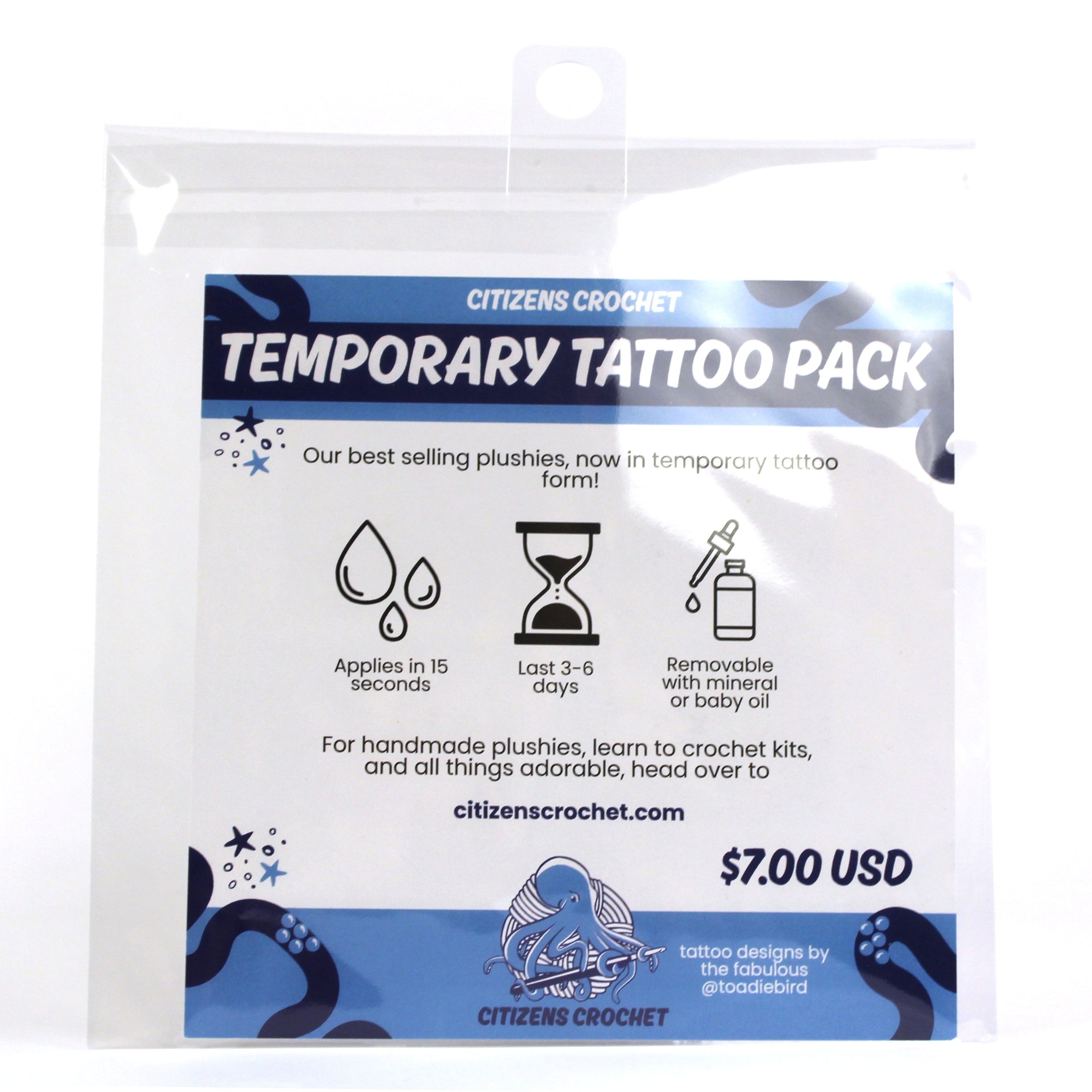 Fruity Whales Summer Temporary Tattoo Pack