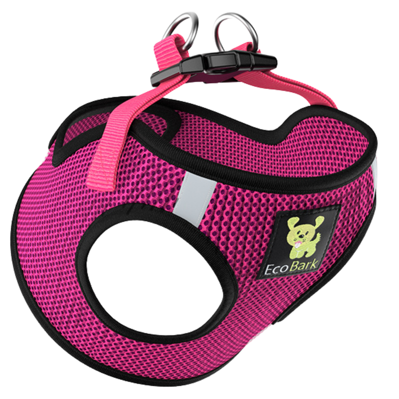 EcoBark Fuchsia Step In Dog Harness - Reflective Soft Mesh Harness for Teacup, Small Dogs and Puppies - BIG FRENCHIES