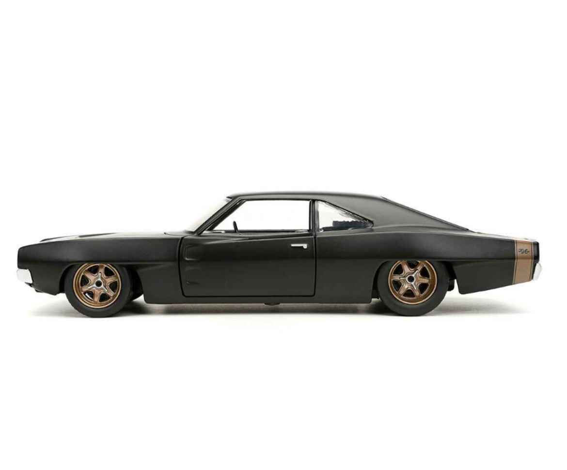 Dom's 1968 Dodge Charger Widebody Matt Black "Fast & Furious 9 F9" (2021) Movie 1/24 Diecast Model Car by Jada