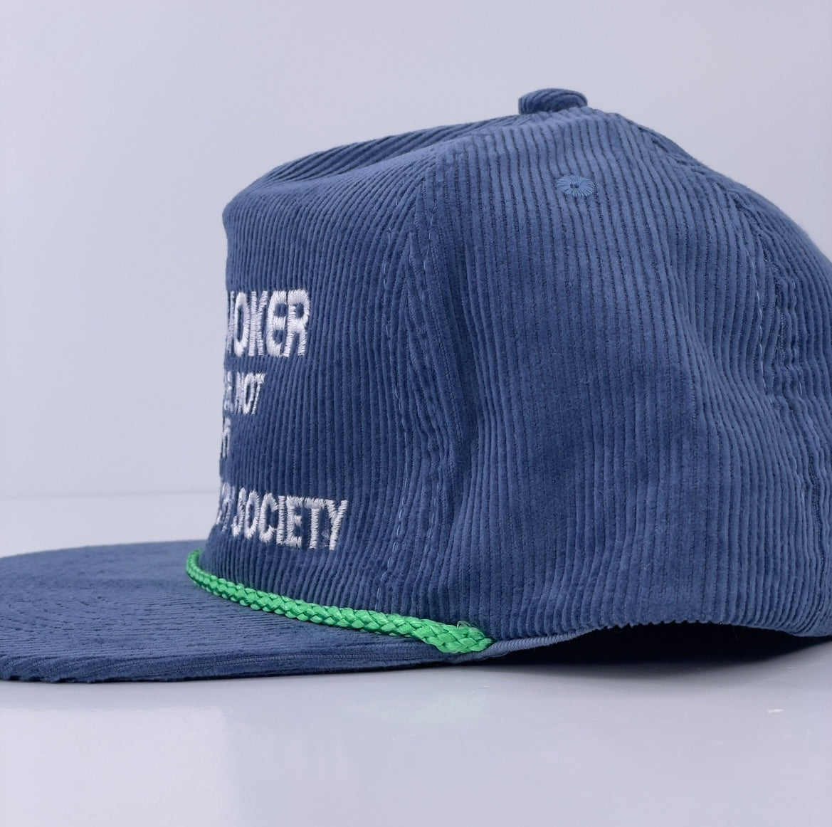 Custom embroidered I AM A SMOKER THANKS FOR NOT BITCH N Corydory Snapback Cap Hat