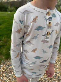 Snugglesaurus 2pc Henley Bamboo Pajamas - Sizes Newborn & Up! - BIG FRENCHIES