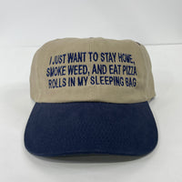 I just want to stay home and smoke and eat pizza rolls custom embroidered dad hat Strapback