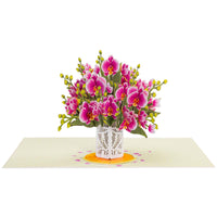 Orchid Flower Bouquet Pop-Up Card with Keepsake
