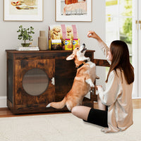 Furniture Style Dog Crate for Small and Medium Dogs with Translucent Window and Lockable Door-Rustic Brown