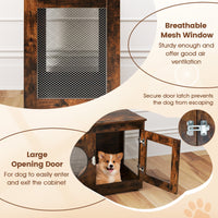 Furniture Style Dog Crate for Small and Medium Dogs with Translucent Window and Lockable Door-Rustic Brown