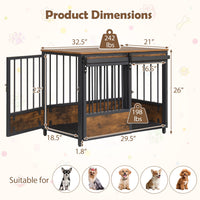 Dog Crate Furniture with Sliding Barn Door and Mat