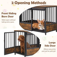 Dog Crate Furniture with Sliding Barn Door and Mat