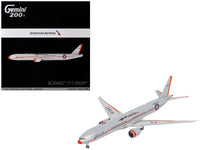 Boeing 777-300ER Commercial Aircraft "American Airlines - Flagship DFW" (N735AT) Silver with Otange Stripes "Gemini 200" Series 1/200 Diecast Model by GeminiJets