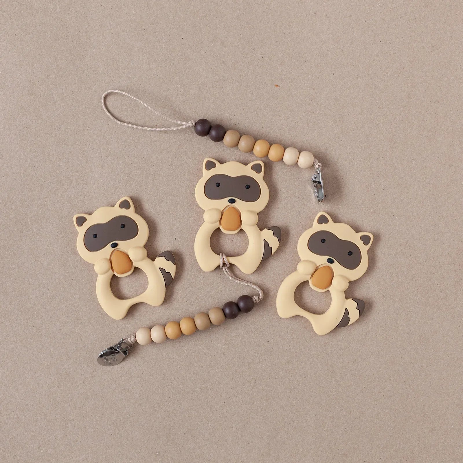 Raccoon Teether Set // Brown - BIG FRENCHIES
