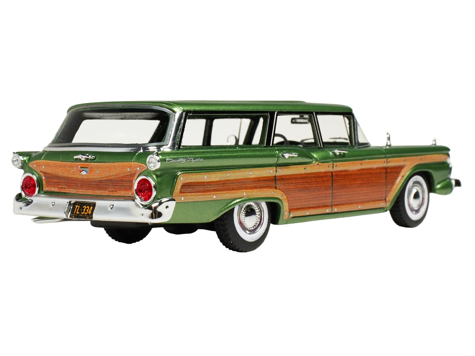 1959 Ford Country Squire Sherwood Green Metallic with Woodgrain Sides and Green Interior Limited Edition to 200 pieces Worldwide 1/43 Model Car by Goldvarg Collection