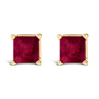 14K White Gold 5x5MM Princess Cut Purple Amethyst Solitaire Stud Earrings