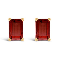 14K White Gold 6x4MM Emerald Shaped Amethyst Solitaire Stud Earrings