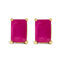 14K White Gold 6x4MM Emerald Shaped Amethyst Solitaire Stud Earrings