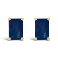 14K White Gold 6x4MM Emerald Shaped Amethyst Solitaire Stud Earrings