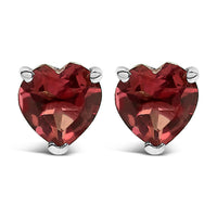 14K White Gold 5MM Heart Cut Purple Amethyst Solitaire Stud Earrings