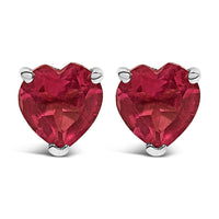 14K White Gold 5MM Heart Cut Purple Amethyst Solitaire Stud Earrings
