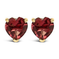 14K White Gold 5MM Heart Cut Purple Amethyst Solitaire Stud Earrings