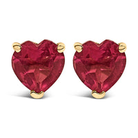 14K White Gold 5MM Heart Cut Purple Amethyst Solitaire Stud Earrings