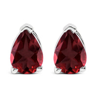 14K White Gold 6x4MM Pear Shaped Purple Amethyst Solitaire Stud Earrings