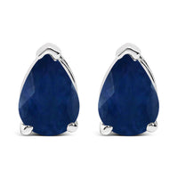 14K White Gold 6x4MM Pear Shaped Purple Amethyst Solitaire Stud Earrings