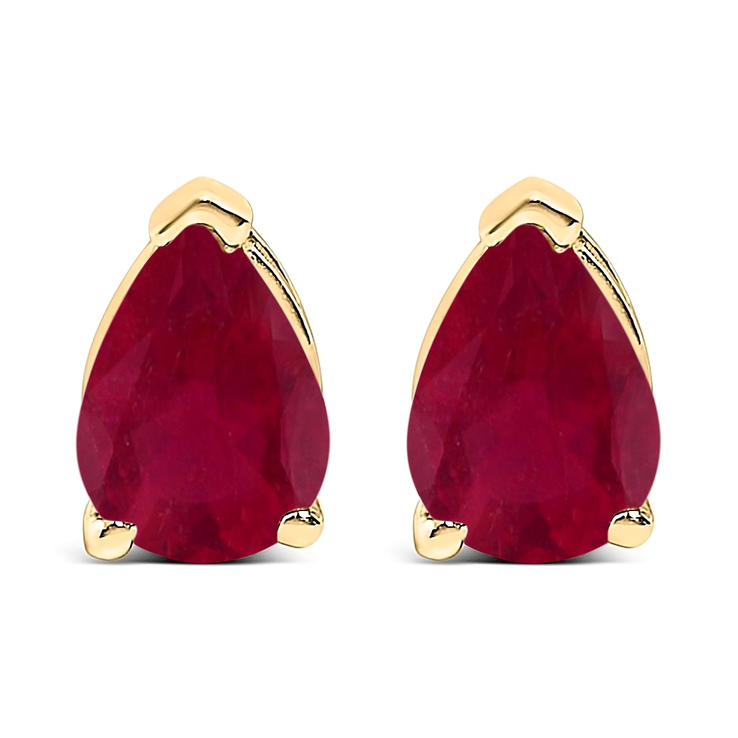 14K White Gold 6x4MM Pear Shaped Purple Amethyst Solitaire Stud Earrings