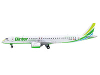 Embraer E195-E2 Commercial Aircraft "Binter Canarias" (EC-OEA) White with Green Tail Stripes Stripes 1/400 Diecast Model Airplane by GeminiJets