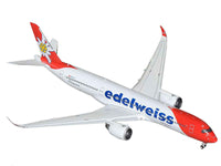 Airbus A350-900 Commercial Aircraft with Flaps Down Configuration "Edelweiss Air" (HB-IHC) White with Red Tail 1/400 Diecast Model Airplane by GeminiJets