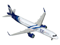 Airbus A321neo Commercial Aircraft "Delta Air Lines 100 Years" (N589DT) White and Blue with Stripes 1/400 Diecast Model Airplane by GeminiJets