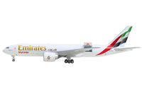 Boeing 777F Commercial Aircraft "Emirates SkyCargo" (A6-EFV) White with Striped Tail "Interactive Series" 1/400 Diecast Model by GeminiJets