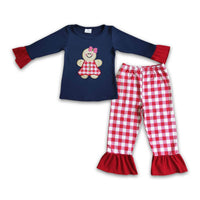 Gingerbread embroidery girls Christmas pajamas - BIG FRENCHIES