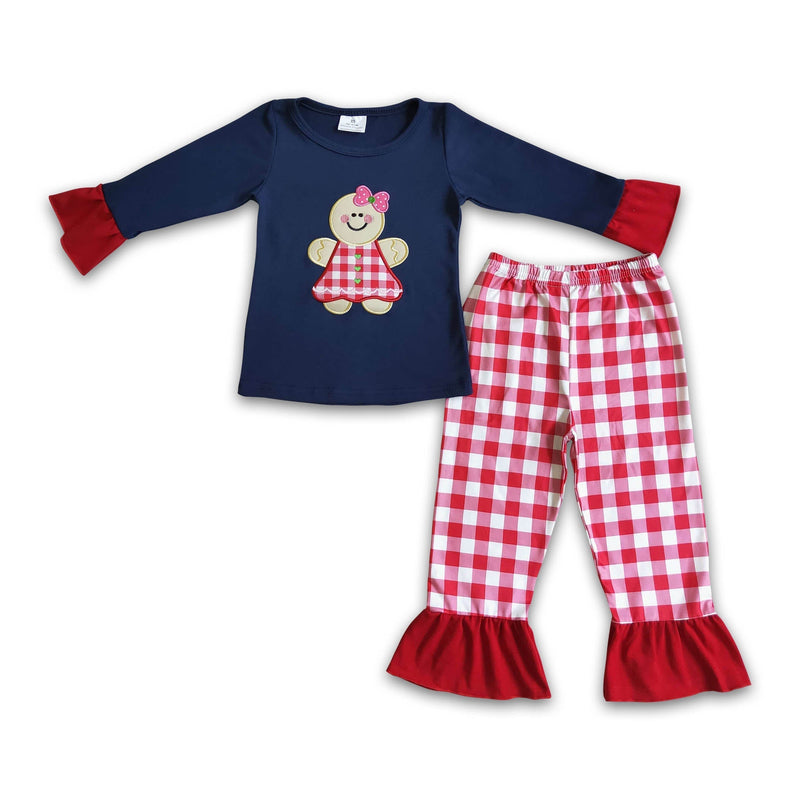 Gingerbread embroidery girls Christmas pajamas - BIG FRENCHIES