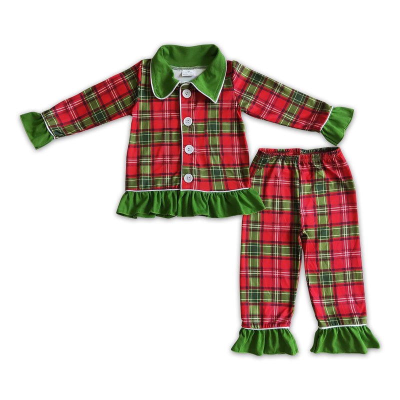 Red and green plaid sleepwear girls Christmas pajamas - BIG FRENCHIES